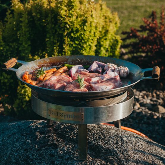 GrillSymbol Paella Cooking Set PRO-460 inox, ø 46 cm (Fabric cover and bag for free!)