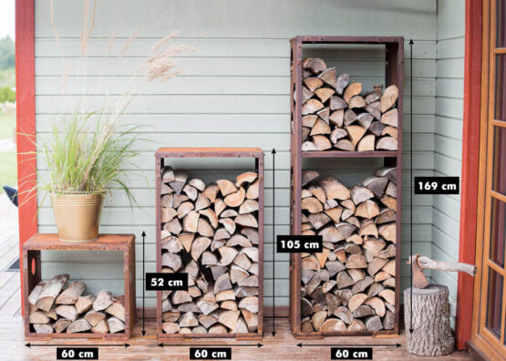 GrillSymbol Corten Steel Firewood Rack WoodStock Set of 3