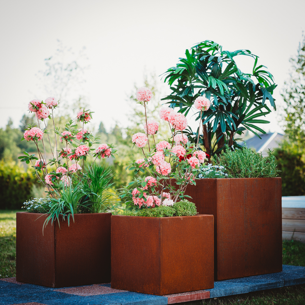 GrillSymbol Corten Steel Planters Set of 3 Fiora