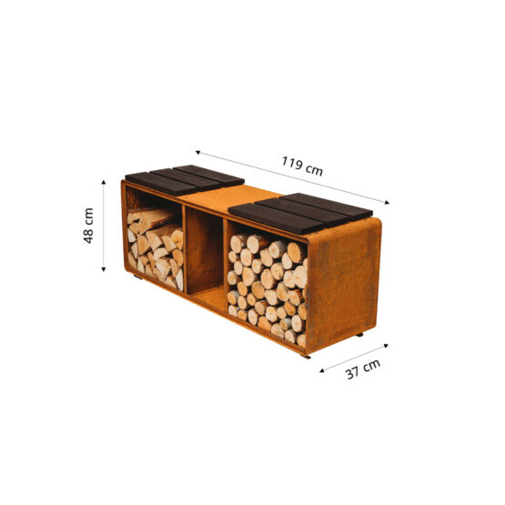 GrillSymbol Holzlager aus Cortenstahl Enzo Rack-L