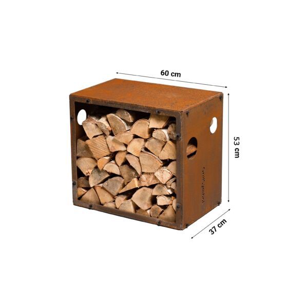 GrillSymbol Holzlager aus Cortenstahl WoodStock S 60*37*53 cm