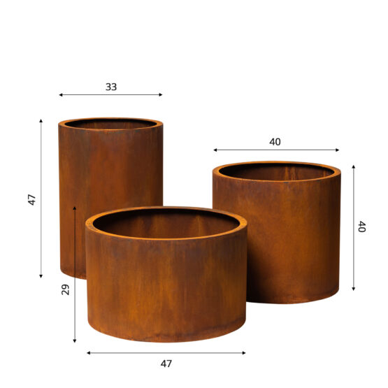 GrillSymbol Corten Steel Planters Set of 3 Little Sisters