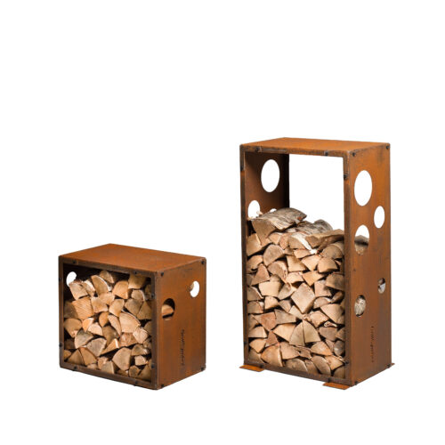 GrillSymbol Holzlagerset aus Cortenstahl WoodStock S+M