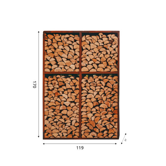 GrillSymbol Holzlager aus Cortenstahl WALL 119*37*170 cm