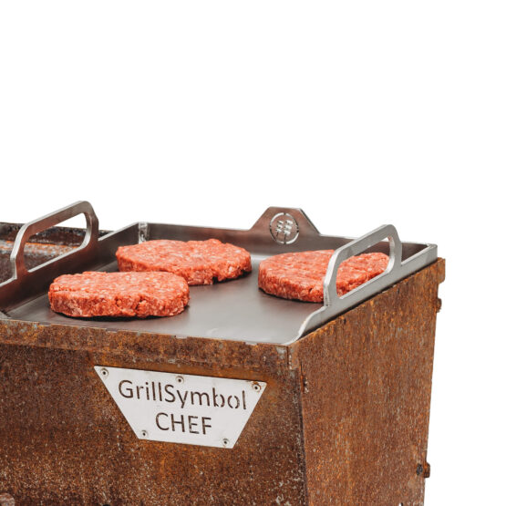 GrillSymbol Ensemble Presse à Hamburger et Plancha Inox