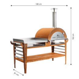 Horno para pizza GrillSymbol con placa base grande Pizzo-XL-set