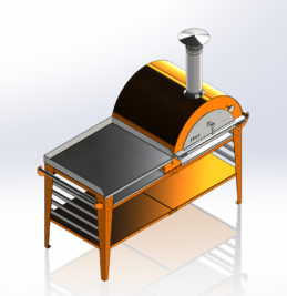 GrillSymbol Wood Fired Pizza Oven with Stand and Side Table Pizzo-XL-Set