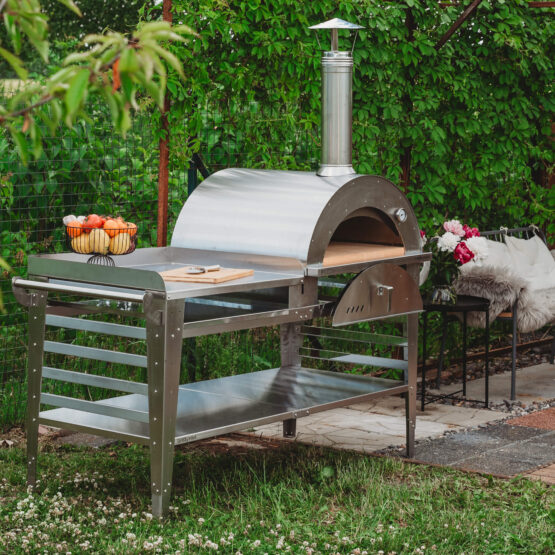 Horno para pizza GrillSymbol con placa base grande Pizzo-XL-set-inox PRECIO ESPECIAL