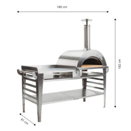 GrillSymbol Wood Fired Pizza Oven with Stand and Side Table Pizzo-XL-Set-inox