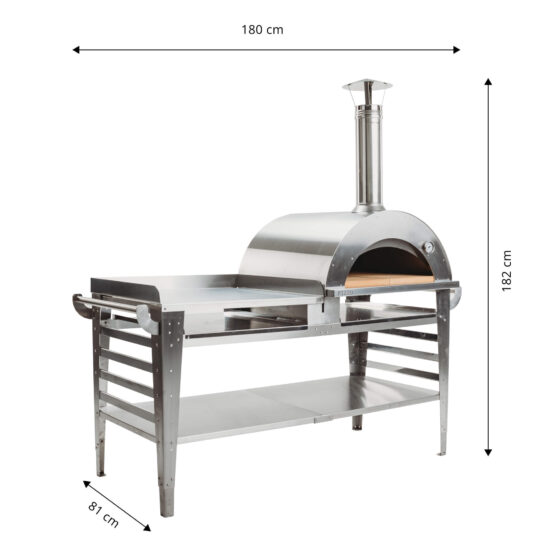 Horno para pizza GrillSymbol con placa base grande Pizzo-XL-set-inox PRECIO ESPECIAL