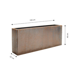 GrillSymbol Corten Steel Planter Lilly-S, 100x22x40 cm